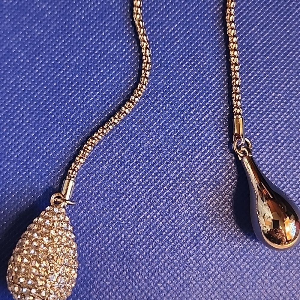 Elegant Gold Toned Teardrop Necklace By Lane Bryant - Picture 4 of 6